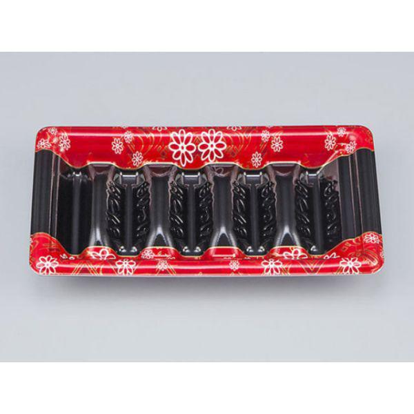 シーピー化成 寿司容器 SF和角巻段19-10花格子赤本体 0278119107265 1袋(50個)（直送品）