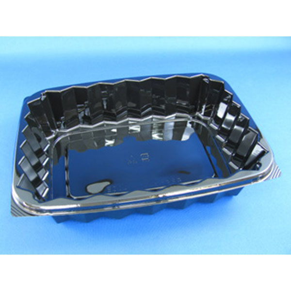 リスパック サラダ・フルーツ容器 角ケース22L-1200BZ 黒 PKCC293 1袋(50個)（直送品）