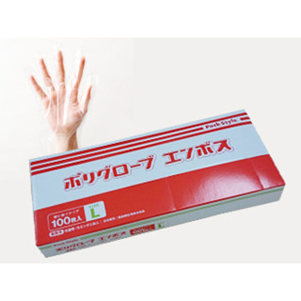 パックスタイル PSポリ手袋 半透明 箱入 L 00437323 1袋(100個)（直送品）