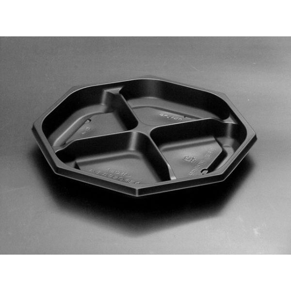 リスパック 弁当容器 饗膳 八角20 中皿4 黒 RHHK621 1袋(50個)（直送品）