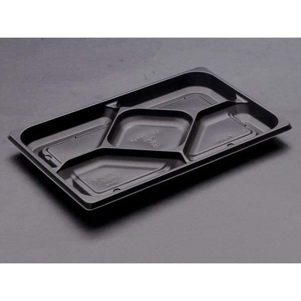 リスパック 弁当容器 饗膳 150中皿7 黒 RHHK581 1袋(50個)（直送品）