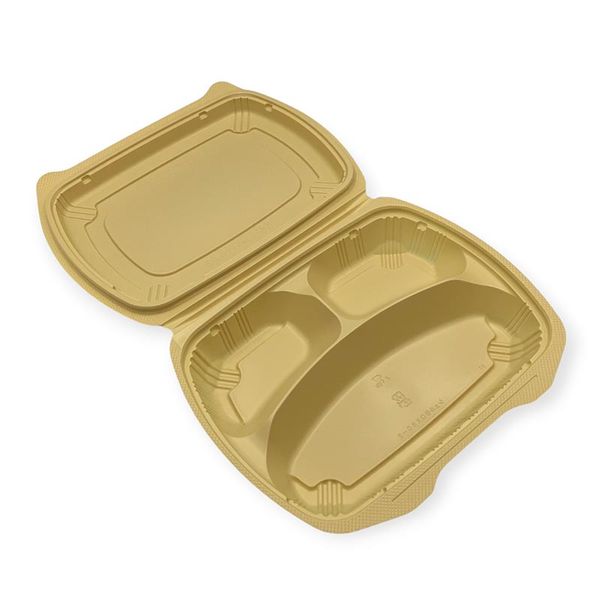 リスパック 弁当容器 バイオデリカ シェルBOX80-2 クラフトB RHDT307 1袋(25個)（直送品）