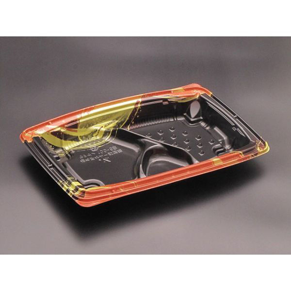 リスパック 弁当容器 バイオデリカ 枠膳 100-5B K-かがほ赤 RHBW742 1袋(50個)（直送品）