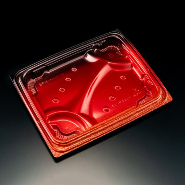リスパック 弁当容器 バイオ 枠の内 フライ80-2B Kえんび赤 RHBP663 1袋(50個)（直送品）