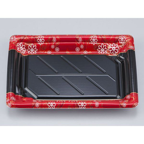 シーピー化成 寿司容器 SF和角24 花格子赤本体 0278024007265 1袋(50個)（直送品）