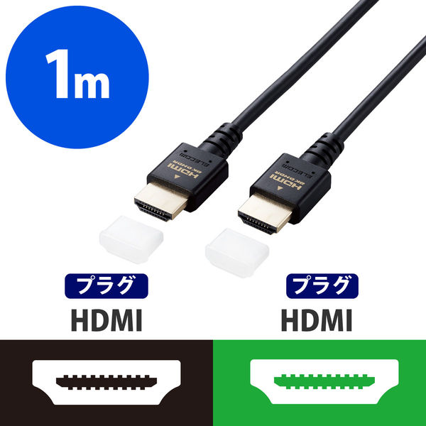 HDMIケーブル HDMI2.1ケーブル スリム 1.0m ブラック エレコム 1個（直送品）