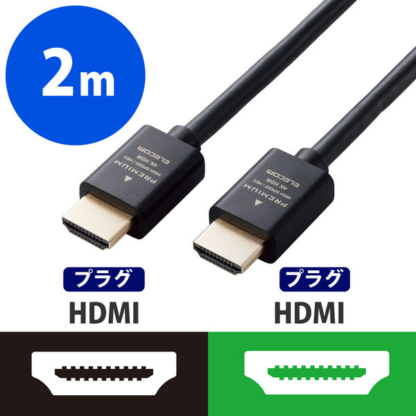 HDMIケーブル PremiumHDMIケーブル スタンダード 2.0m ブラック ECDH-HDP20BK エレコム 1個（直送品） - アスクル