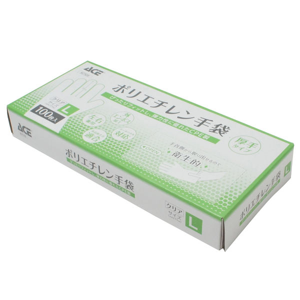 小野商事 低密度ポリエチレン手袋 外エンボス Lサイズ 1箱（100枚入） AG7520 AG7520L（直送品）