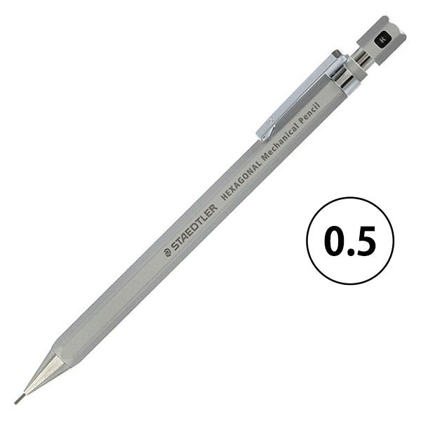 ヘキサゴナルシャープペンシル シルキーシルバー軸 0.5mm 925 77-05S 