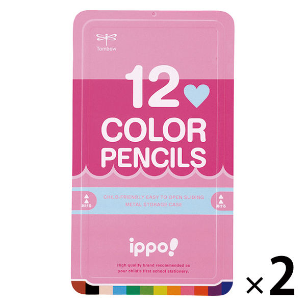 色えんぴつ　スライド缶入　ippo（イッポ）　12色　プレーンM（ピンク）　CL-RPW0412C　2個（12色入×2）　トンボ鉛筆