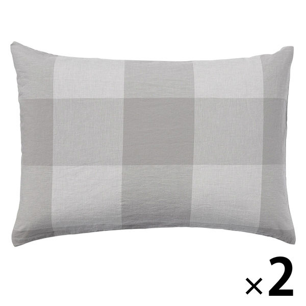 無印良品 枕カバー 2 枚 43 × 63 cm 綿100 グレー - シーツ・カバー