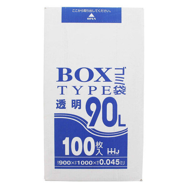 ハウスホールドジャパン BL93 BOXタイプ ポリ袋 90L 透明 4580287290838 1個（直送品）