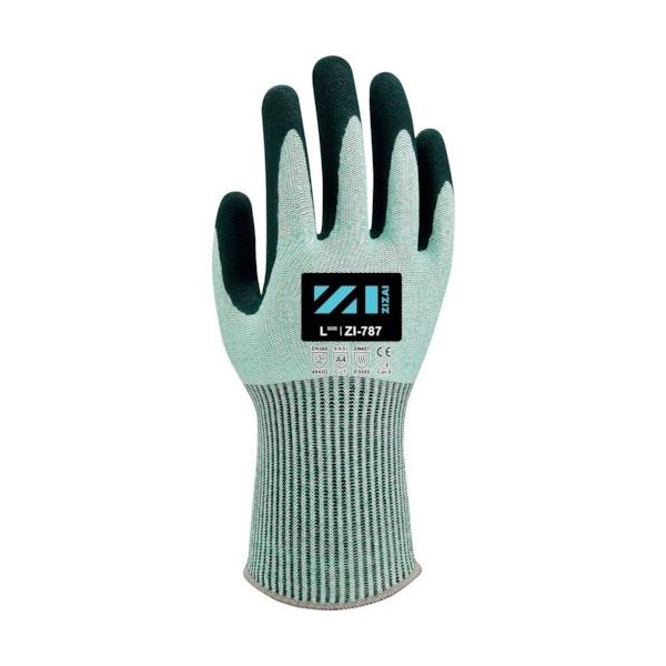 Weed 耐切創手袋 ZIZAI ZI―787 ニトリル背抜き 特殊すべり止め加工 Mサイズ(10双入) ZI787M 1袋(10双)（直送品）