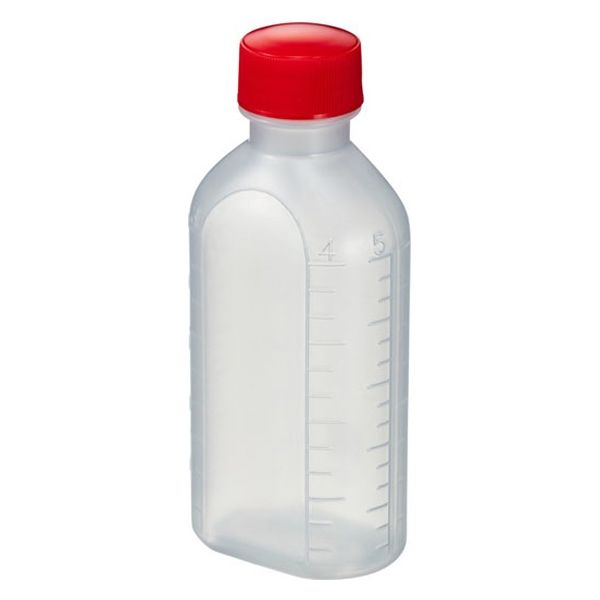 エムアイケミカル 投薬瓶PPB 100mL 凸凹目盛り（未滅菌）キャップ色：赤　少数包装 08-2850-2305 1袋（10本入）（直送品）