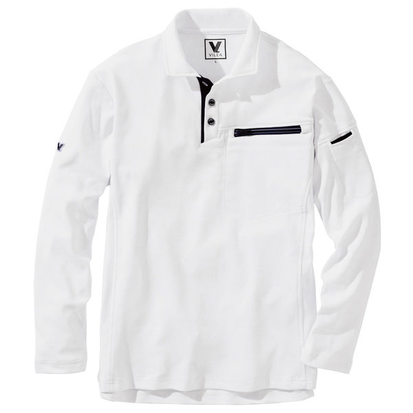 VILEA   長袖ポロシャツ 801 ホワイト 5L 村上被服 1セット(3着入)（直送品）