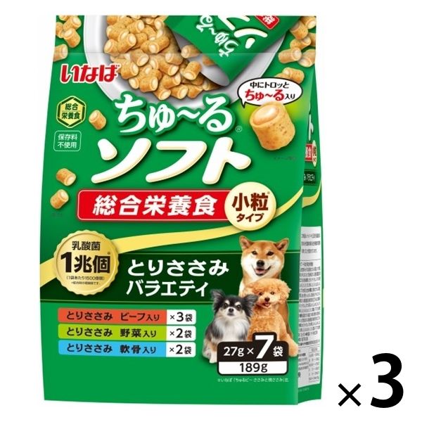 いなば ちゅ～るソフト 犬 とりささみバラエティ（27g×7袋）3袋 ちゅ