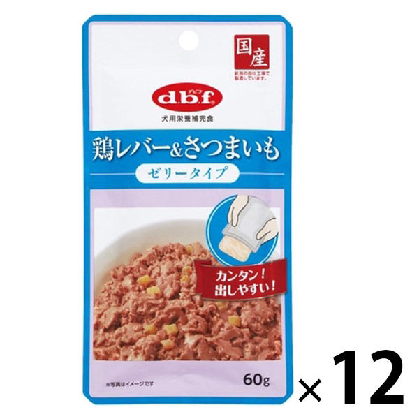 デビフ 鶏レバー＆さつまいも ゼリータイプ 国産 60g 12袋 ドッグフード ウェット パウチ