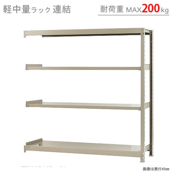 【軒先渡し】北島 軽中量ラック 200kg 連結 4段 幅1500×奥行600×高さ1500mm アイボリー 58255404123 1台（直送品）