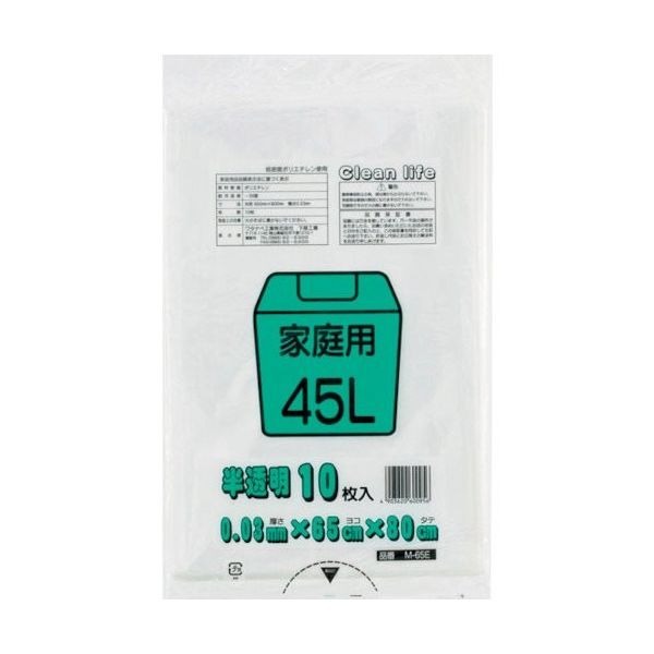 ワタナベ工業 ワタナベ 家庭用 45L 白半透明 M-65E 1セット(600枚:10枚×60袋) 379-5367（直送品）