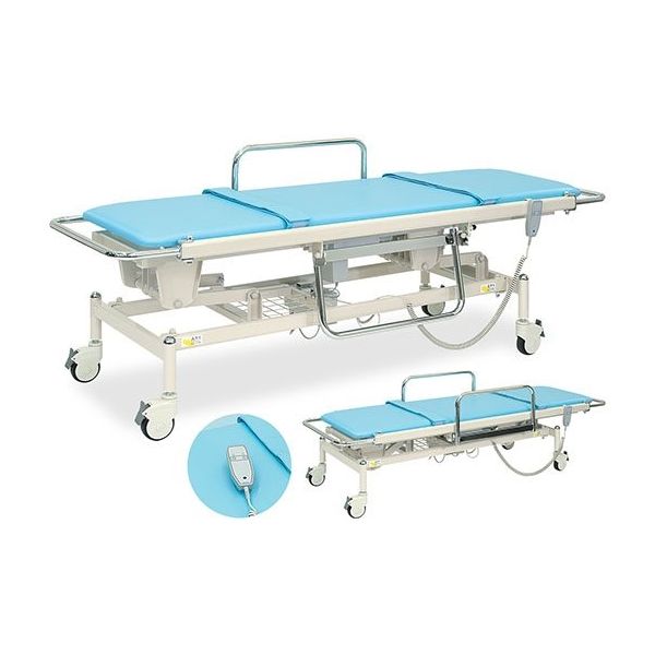 高田ベッド製作所 電動ストレッチャー100 幅60×長さ200(座シート180)×高さ48~86cm 抹茶 TB-793 1個（直送品）