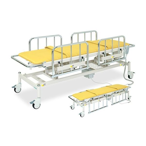 高田ベッド製作所 電動S型ストレッチャー100 幅60×長さ200(座シート180)×高さ48~86cm ライトブルー TB-985 1個（直送品）