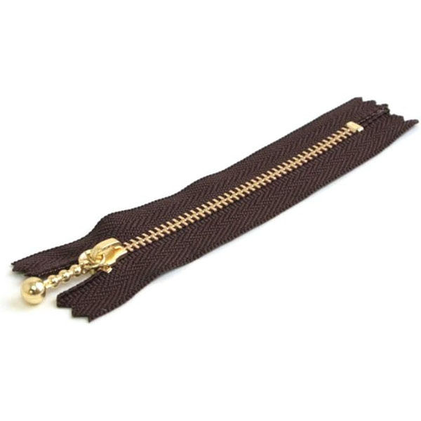 YKK Y.K.K 玉付ファスナー 10cm 10本入 こげ茶 3G10-570 1セット(10本入/5袋セット)（直送品）