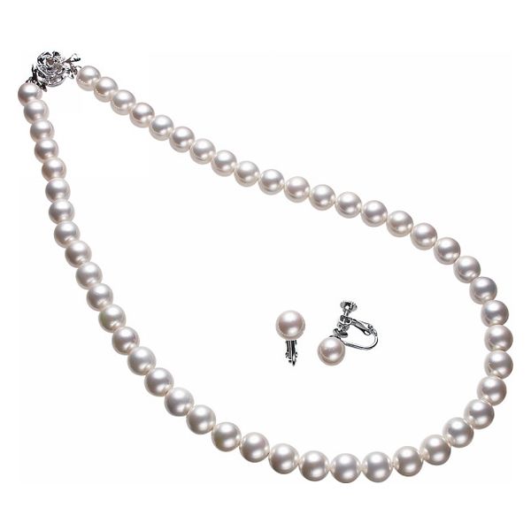 JN711273 大粒淡水パール ネックレス＆イヤリング/ピアス 特別