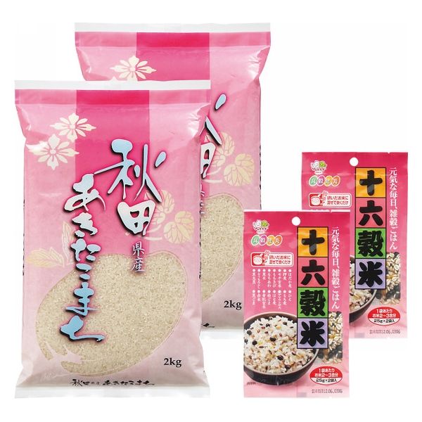 細山商店 秋田県産　あきたこまち（４ｋｇ）＆十六穀米（１００ｇ）セット AJ2-2JR2 1箱（直送品）