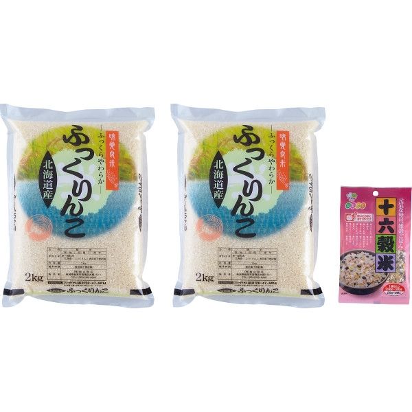 細山商店 北海道産　ふっくりんこ（４ｋｇ）＆十六穀米（５０ｇ）セット FR4-JRK1 1箱（直送品）