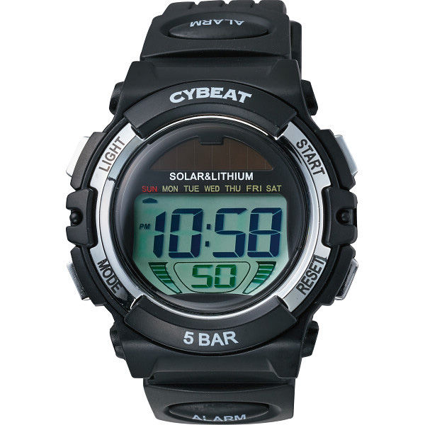 サン・フレイム デジタルソーラー腕時計（ソーラーパワー併用） ブラック RSM02-BK 1箱（直送品） - アスクル