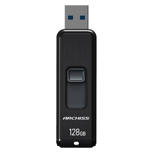 ARCHISS USB3.2（Gen1） 128GB スライド式 ブラック AS-128GU3-PSB 1個