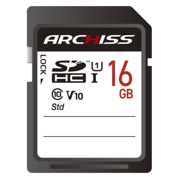 ARCHISS SDHC Card 16GB UHS-I Class10 AS-016GSD-SU1 1個 - アスクル