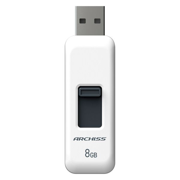 ARCHISS USB2.0 8GB スライド式 ホワイト AS-008GU2-PSW 1個 - アスクル