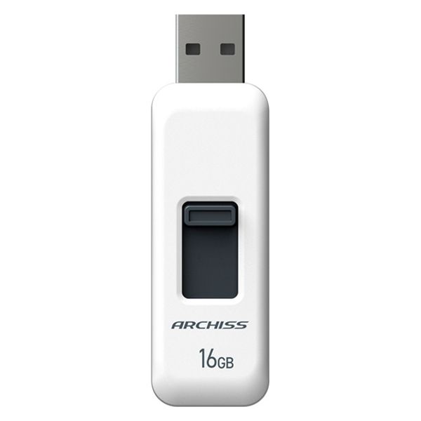 ARCHISS USB2.0 16GB スライド式 ホワイト AS-016GU2-PSW 1個 - アスクル