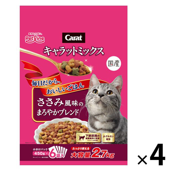 キャラットミックス 猫 ささみ風味ブレンド 国産 2.7kg（450g×6袋入）4