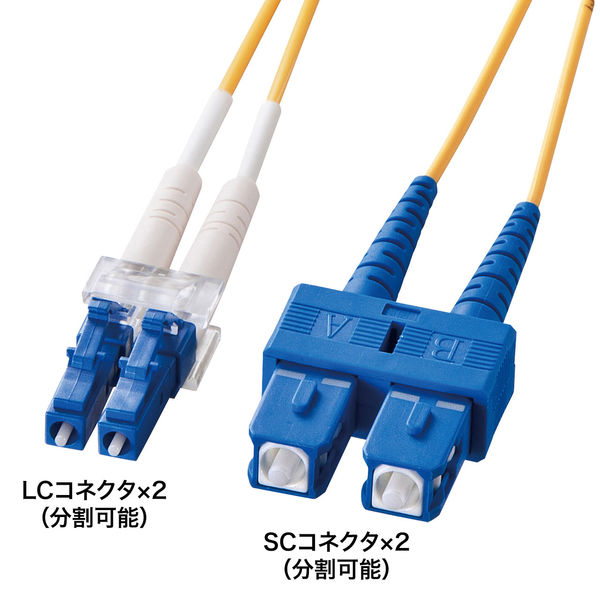 サンワサプライ メガネ型光ファイバケーブル(シングル9.2μm、LC×2-SC×2、5m) HKB-LCSC1-05L 1個（直送品）