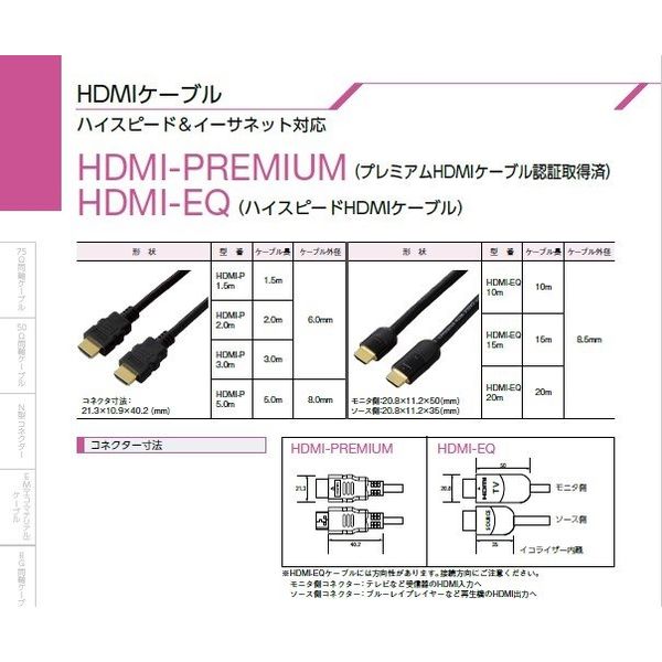 関西通信電線 HDMI-EQ 20m物【イコライザー付】 ※4K30P対応 HDMI-EQ/20 1本（直送品）