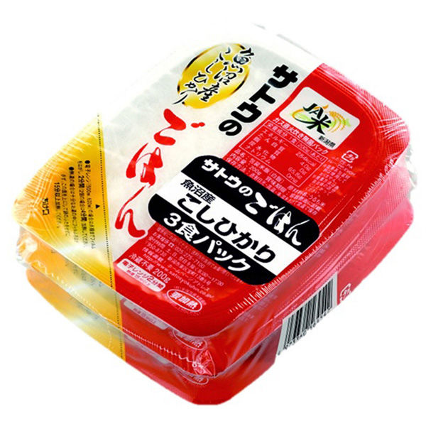 サトウ食品（株） サトウ食品 サトウのごはん 魚沼産こしひかり 3食パック（200g×3)×4個 4973360564542（直送品） アスクル