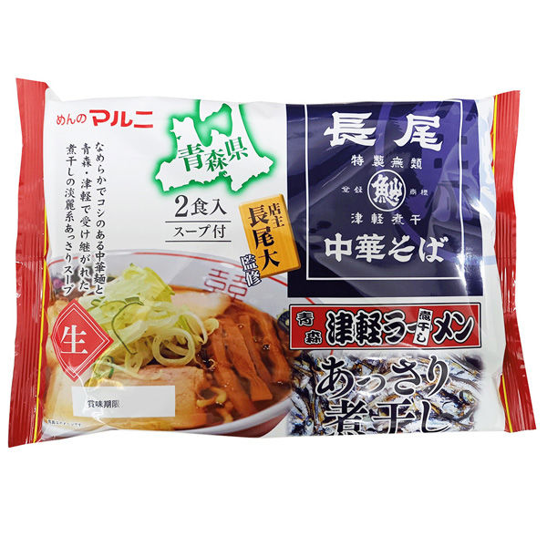 マルニ食品 マルニ 青森長尾中華そば監修 津軽あっさり煮干し 110gX2食×8個 4963978102427（直送品）