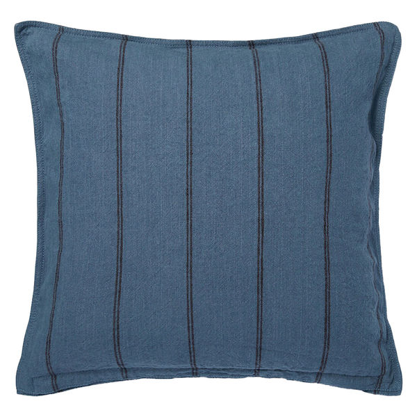 無印良品 洗いざらし麻綿ストライプ座ぶとんカバー 55×59cm用 ブルー 