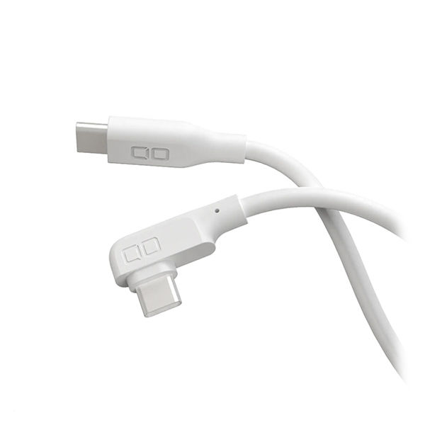 USB Type-Cケーブル 2m 100W L字型 高耐久 - USB（C）[オス] シリコン ホワイト - アスクル