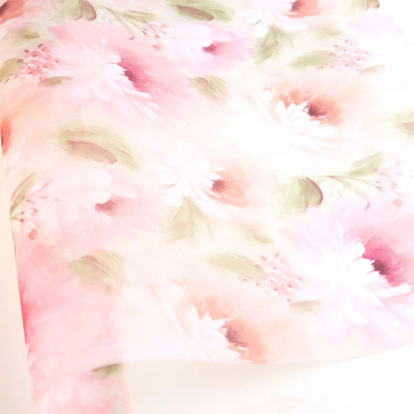 日本紐釦貿易 日本紐釦　転写チュール　ピンクの大柄花　巾約68cm　1mカット　F55188-1011-1M　約巾68cm×1mカット（直送品）