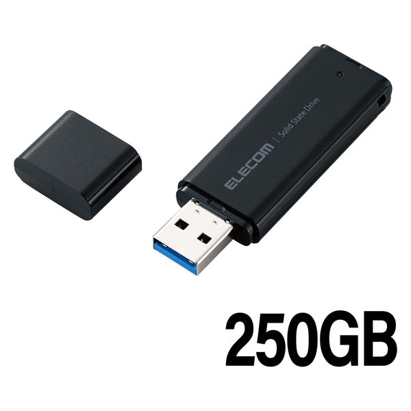 エレコム キャップ式外付けSSD 250GB USB3.2 Gen1 ブラック ESD
