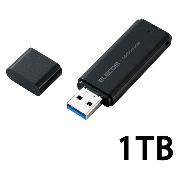 エレコム キャップ式外付けSSD 1TB USB3.2 Gen1 ブラック ESD-EMC1000GBK 1個