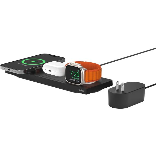MagSafe充電器 3in1 15W高速充電 MFi認証 iPhone Apple Watch AirPods対応 ブラック 1個