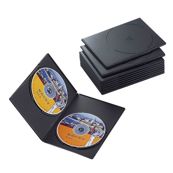 エレコム ＤＶＤスリムトールケース　両面収納　１０枚パック　ブラック CCD-DVDS06BK 1個（わけあり品）