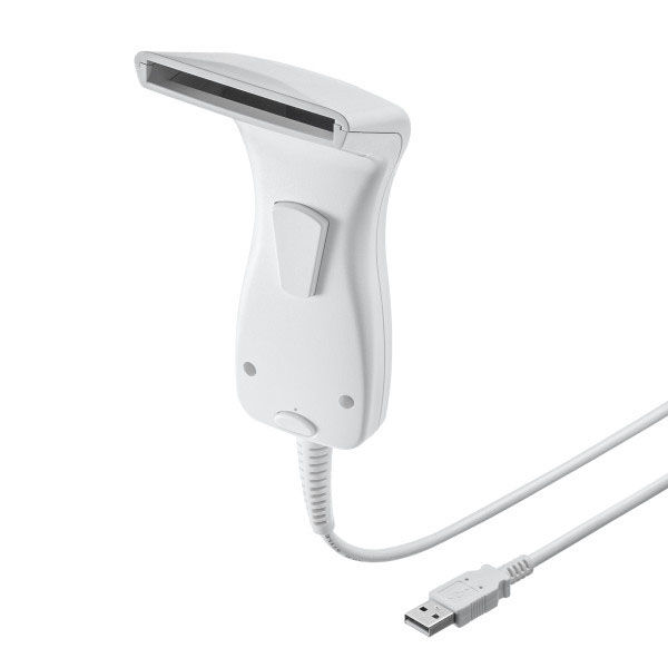サンワサプライ 1次元タッチ式バーコードリーダー(抗菌タイプ) BCR-1D7W 1個(直送品)