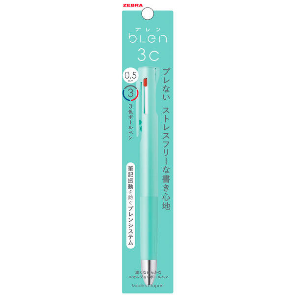 【新品】（まとめ） ゼブラ エマルジョンボールペン bLen 3色ボールペン 0.5mm ブルーグリーン 【×10セット】