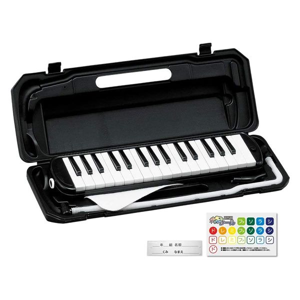 KC キョーリツ 鍵盤ハーモニカ(メロディピアノ) 32鍵 P3001-32K/BK (ドレミシール・クロス・名前シール付き)（直送品） - アスクル