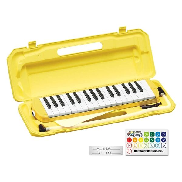 KC キョーリツ 鍵盤ハーモニカ(メロディピアノ) 32鍵 P3001-32K/YW (ドレミシール・クロス・名前シール付き)（直送品） - アスクル